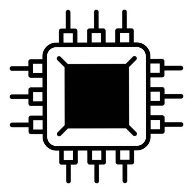 Beyaz arkaplanda mikro çip simgesi izole edildi