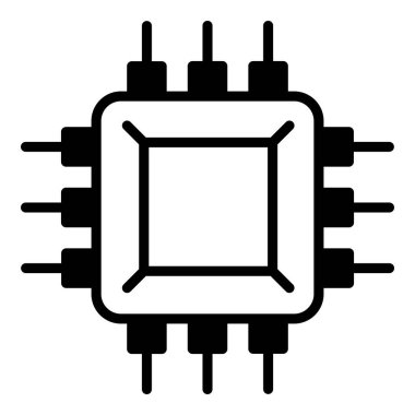 Beyaz arkaplanda mikro çip simgesi izole edildi