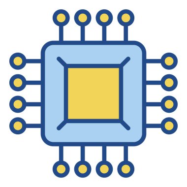 Beyaz arkaplanda mikro çip simgesi izole edildi