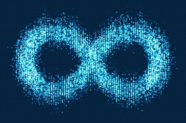 Mavi arkaplan üzerinde ışık yansıması olan sonsuzluk sembolü