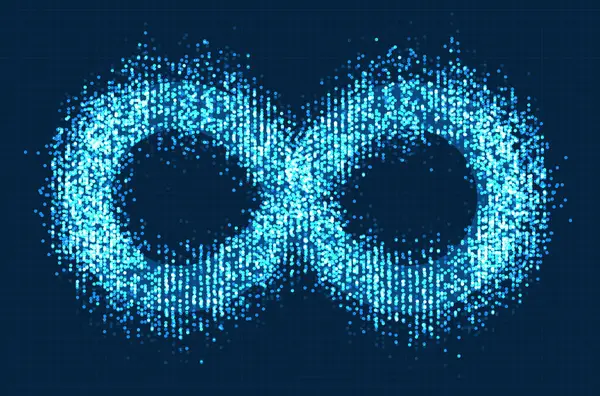 Mavi arkaplan üzerinde ışık yansıması olan sonsuzluk sembolü