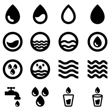 İzole üzerinde beyaz arka plan su Icon Set