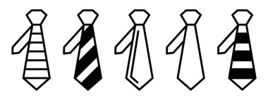 Beyaz arka plan üzerinde izole kravat Icons set
