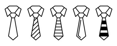 Beyaz arka plan üzerinde izole kravat Icons set