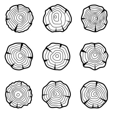 Ağaç halkaları vektör çizgisi grafiği