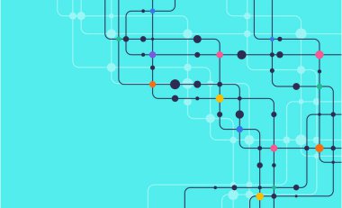 Devre çizgileri ve noktaları birleştir. Ağ teknolojisi ve Bağlantı kavramı. Yerel ağ düğümleri bağlantıları