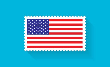 Mavi arka planda ABD Bayrak Posta Damgası