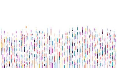 Genetik, biyoteknoloji veya bilimsel tasarım temaları için mükemmel, çok renkli sütunları olan canlı bir bar tarzı DNA dizisi çizimi