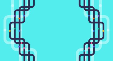 Koyu yuvarlak çizgiler ve renkli düğümler, sunumlar, posterler veya dijital şablonlar için ideal bir simetrik sınır oluşturur..