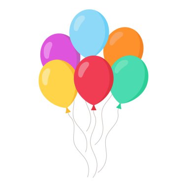 Bir grup renkli helyum balonu birlikte yüzüyor. Doğum günü, parti ya da şenlikli dekorasyon gibi kutlama temaları için mükemmel..