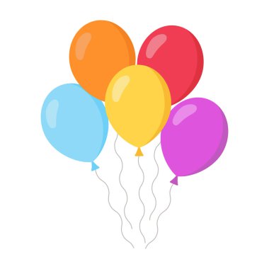 Bir grup renkli helyum balonu birlikte yüzüyor. Doğum günü, parti ya da şenlikli dekorasyon gibi kutlama temaları için mükemmel..