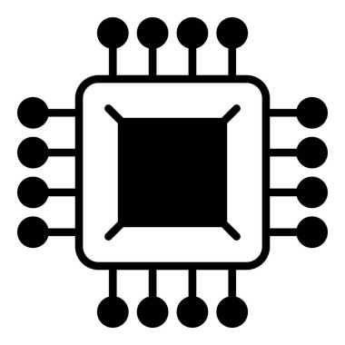 Beyaz arkaplanda mikro çip simgesi izole edildi