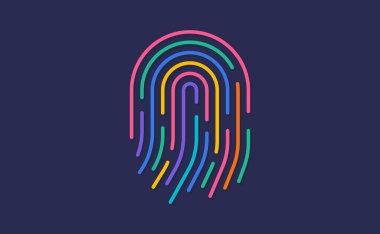 Parmak izi ikonu. Mavi arkaplanda kimlik uygulaması simgesi