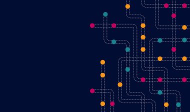 Devre çizgileri ve noktaları birleştir. Ağ teknolojisi ve Bağlantı kavramı. Yerel ağ düğümleri bağlantıları