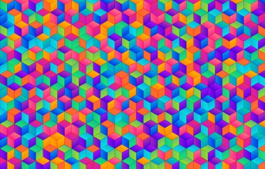 Renkli izometrik bloklara sahip soyut geometrik arkaplan