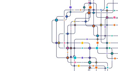 Devre çizgileri ve noktaları birleştir. Ağ teknolojisi ve Bağlantı kavramı. Yerel ağ düğümleri bağlantıları