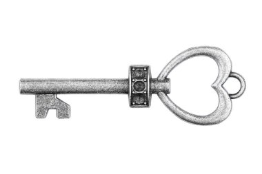 Kırpma yolu ile beyaz arkaplanda izole edilmiş eski tuş