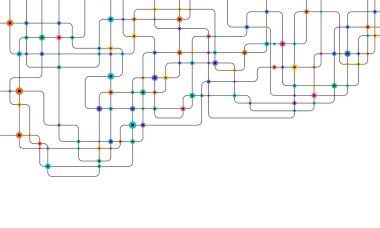 Devre çizgileri ve noktaları birleştir. Ağ teknolojisi ve Bağlantı kavramı. Yerel ağ düğümleri bağlantıları