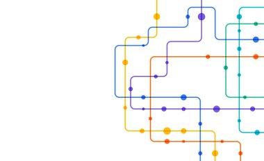 Devre çizgileri ve noktaları birleştir. Ağ teknolojisi ve Bağlantı kavramı. Yerel ağ düğümleri bağlantıları