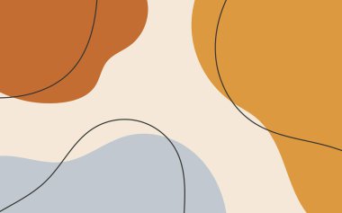 Organik şekilleri ve eğri çizgileri olan bej soyut arka plan, minimal tasarım, davetiyeler ve modern dekoratif projeler için mükemmel..