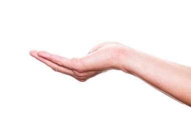 Beyaz arkaplanda el açık izole edilmiş