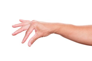 Beyaz arka planda insan eli izole edilmiş.