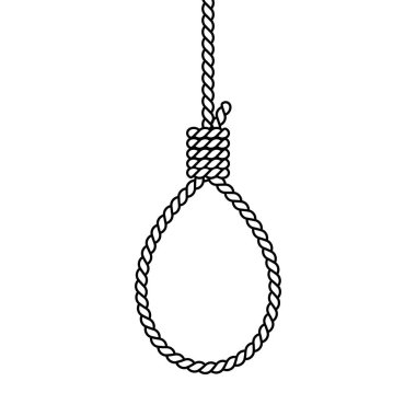 Beyaz arkaplanda intihar ipi simgesi