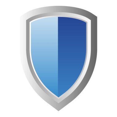 Beyaz arkaplanda mavi kalkan koruması işareti