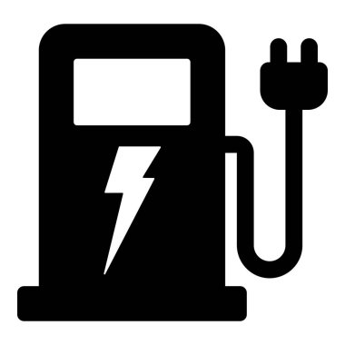 Elektrik prizi ve şimşek sembollü basit bir elektrikli araba şarj istasyonu simgesi