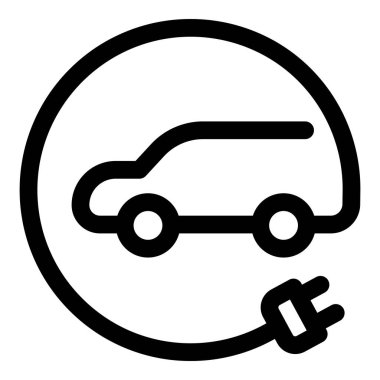 Dairede şarj prizi olan elektrikli arabanın ana simgesi