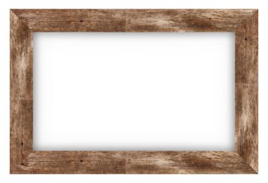 Boş beyaz arkaplan ile Rustik ahşap resim çerçevesi