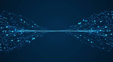 Ai teknolojisi. Yapay zeka kavramı. Mavi ve noktalı çizgiler. Dijital, iletişim, bilim, ağlar