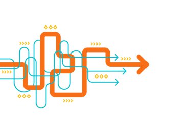 Soyut ok yönü. İş yatırımından başarıya. finansal veri grafiği stratejisi. Teknoloji geçmişi. Yüksek hız.