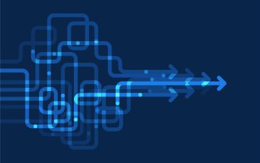 Soyut ok yönü. İş yatırımından başarıya. finansal veri grafiği stratejisi. Teknoloji geçmişi. Yüksek hız.