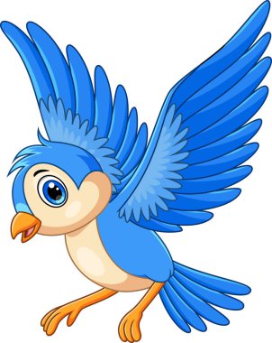 Beyaz arka planda uçan sevimli kuş.