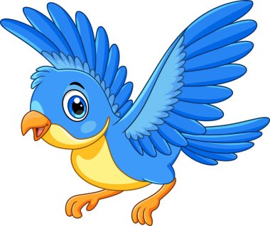 Cute bird flying on white background clipart