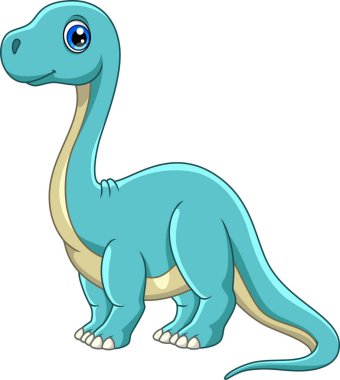 Çizgi film komik Brontosaurus beyaz arkaplanda izole edildi