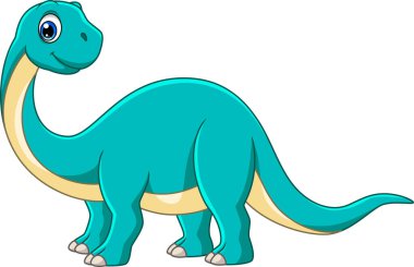 Çizgi film komik Brontosaurus beyaz arkaplanda izole edildi