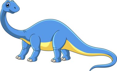 Çizgi film komik Brontosaurus beyaz arkaplanda izole edildi