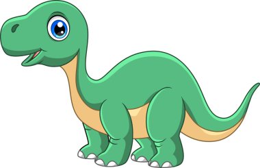 Beyaz arkaplanda şirin brontozor çizgi film vektör çizimi