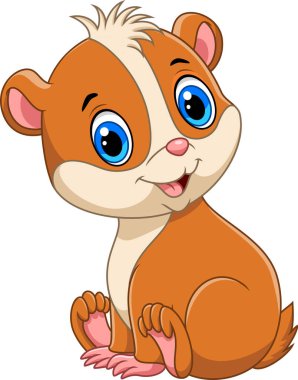 Beyaz arka planda şirin küçük hamsterların çizimi