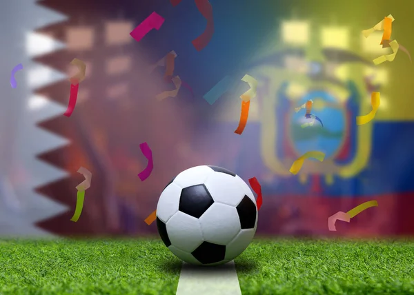 Competição Copa Futebol Entre Qatar Nacional Equador Nacional — Fotografia de Stock
