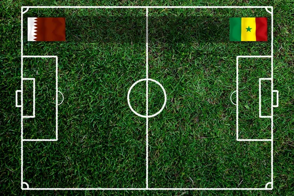 カタール代表とセネガル代表のサッカーカップ戦 — ストック写真