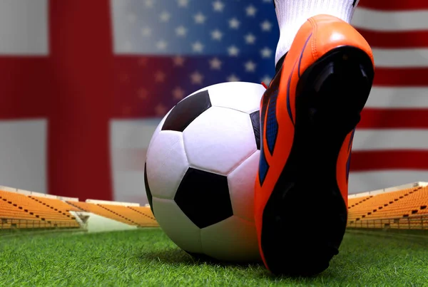 Fotboll Cup Tävling Mellan Den Nationella England Och Nationella Amerika — Stockfoto
