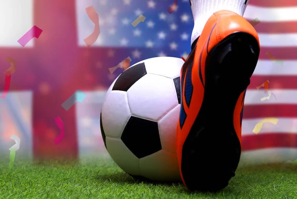 Fußball Cup Wettbewerb Zwischen England Und Amerika — Stockfoto