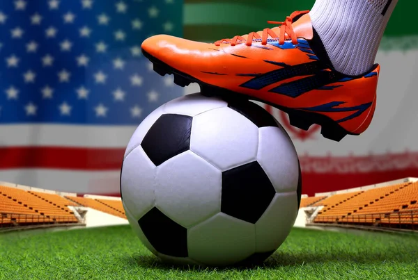 Fußball Cup Wettbewerb Zwischen Der Amerikanischen Und Der Iranischen Nationalmannschaft — Stockfoto
