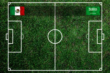Ulusal Meksika ile Suudi Arabistan arasındaki futbol kupası yarışması.