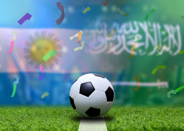 Fußballpokalwettbewerb Zwischen Der Argentinischen Und Der Saudischen Nationalmannschaft — Stockfoto