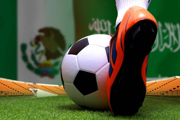 Copa Fútbol Competencia Entre Nacional México Arabia Saudita Nacional —  Fotos de Stock