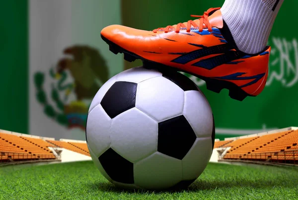 Змагання Футболу Між Збірними Мексики Саудівської Аравії — стокове фото